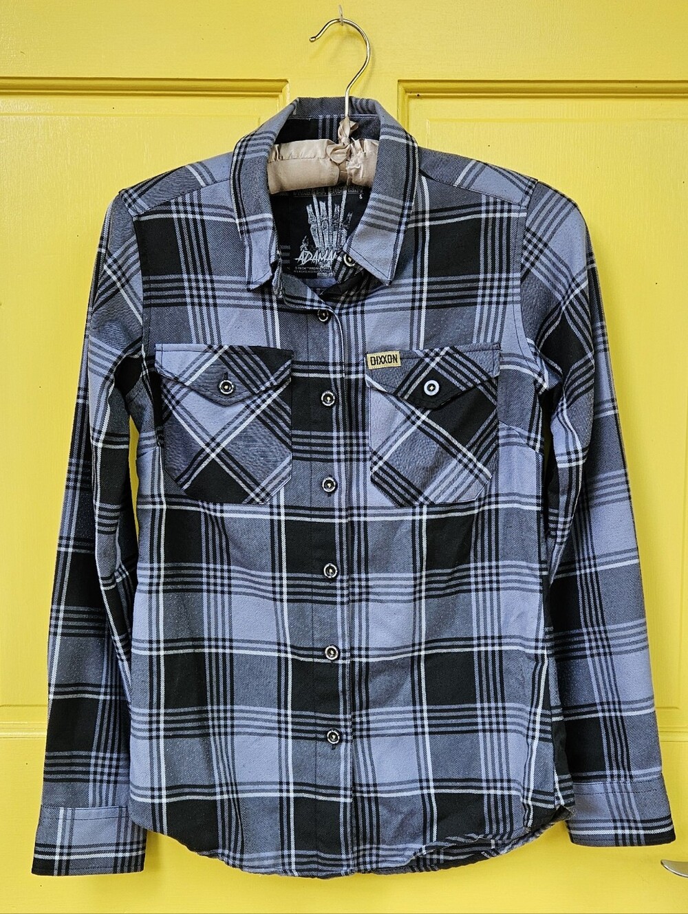 Dixxon Adamantium D-Tech Performance Flannel Plaid Button-Up Shirt XS Gray B
